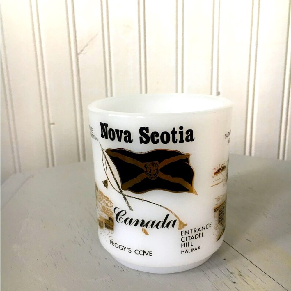 1960 Nova Scotia milk glass mug
